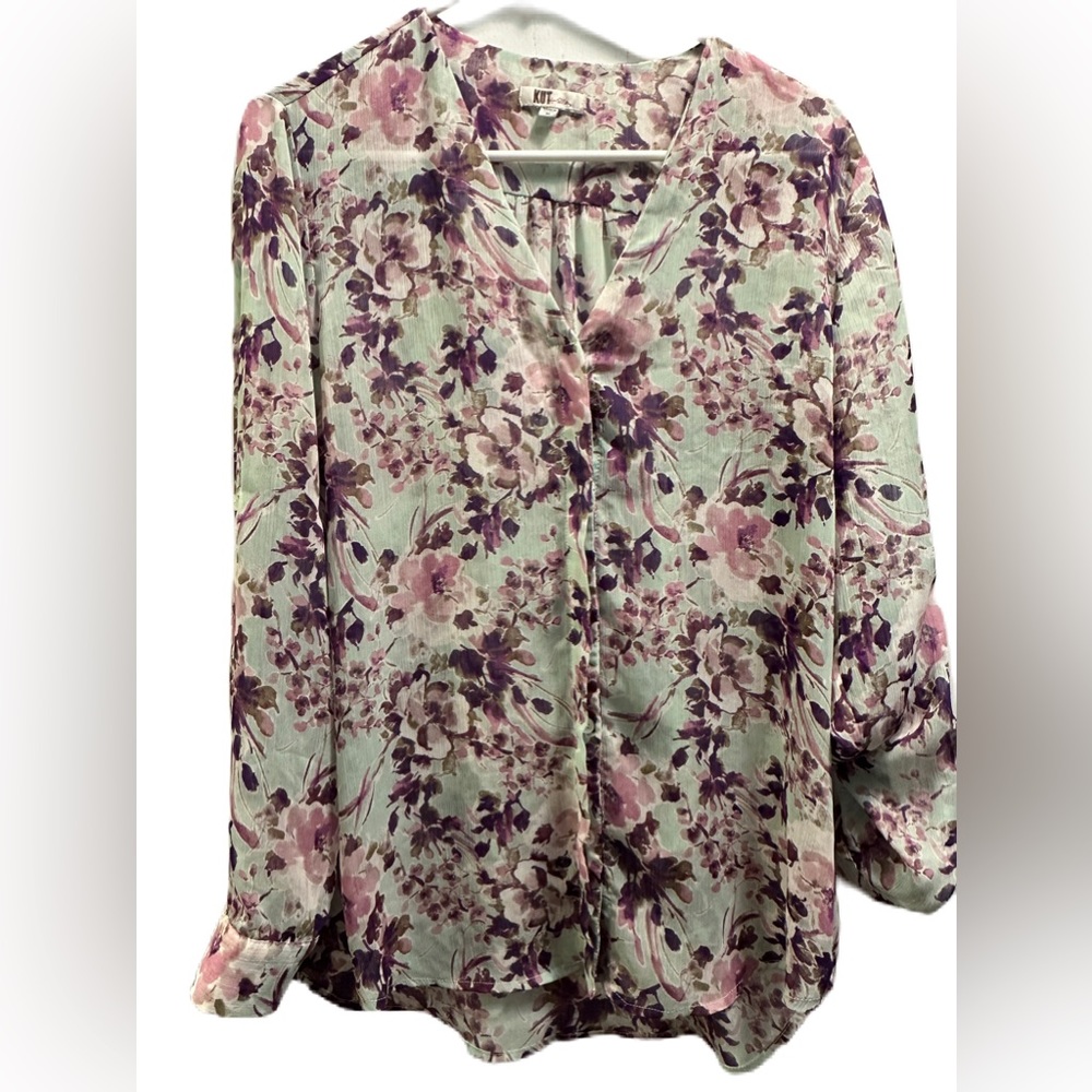 KuT from the Cloth Women’s long sleeve blouse. Sz Med Floral. Used/Good Cond